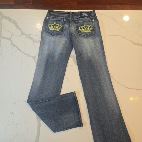 Victoria Beckham x Rock & Republic Embroidered Crown Low Rise Blue Jeans Size 31 - Picture 1 of 10